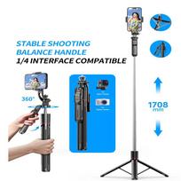 F16 New 1.7M Stainless Steel Wireless Selfie Stick Tripod Foldable Stand for Action Cameras Smartphones Balance Steady Shooting F16 juoda