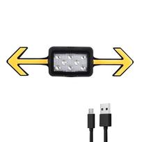 LED dviračio posūkio signalo lemputė, belaidis nuotolinio valdymo pultas, įkraunama įspėjamoji galinė lemputė, 6 režimai motociklui, dviračiui, saugos šalmui juoda