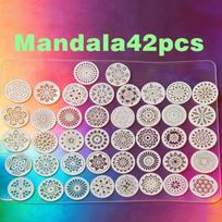 A Set of 42pcs Circular Mandala Pattern Hollow Stencils, 42pcss in Total,Suitable for Rock Art Projects And Furniture Decoration