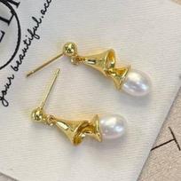 Happy Personality Wind Chime Earrings for Girls 7-8mm Natural Freshwater Rice Shaped Pearls 6-7mm auksas