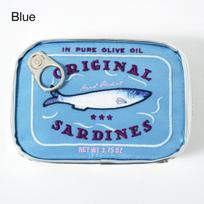 Large-capacity stylish storage bag, cute sardine can cat fish pencil case makeup bag mėlyna