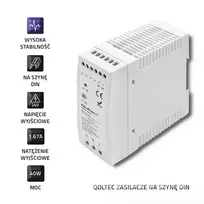 Qoltec maitinimo šaltinis bėgeliui DIN | 40W | 24V | 1,67A | Baltas | Plonas