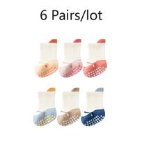 3/6 Pairs Baby Floor Socks with Grips Breathable Cotton Non-Slip Socks for Toddlers 0-5 Years M(1-3Y)