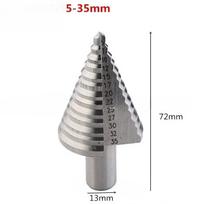 5-35MM High Speed Steel Step Drill Bit Wood Metal Drilling Bit HSS Power Tools Hole Cutter Industrial Reamer Tool Accessories (Silver,Round) sidabras