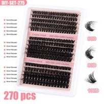 15Rows Diy 5D Fluffy Lash Clusters 80D 100D Thick Eyelash Clusters Wispy Individual Lashes 10-18Mm Cluster Eyelash Extension Kit SET 275