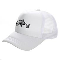 Unisex Outdoor Fishing Cap Fishing Hat Trucker Caps Hunting Has Fish Bones Snapback Hat MZ white