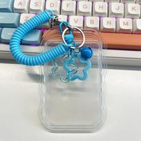 Heavy Duty Retractable ID Card Holder with Keychain & Wrist Strap - Secure Locking Anti-Theft Design for Students mėlyna