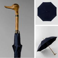 Parachase Long Handle Umbrella Windproof Strong, Duck Head Wooden Handle Big Umbrella Rain 280T, Golf Large Umbrella Men Women (Navy,full-fiber&8K) tamsiai mėlyna