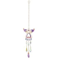 Colorful Angel Crystal Sun Catcher Wind Chime - AB Coated Glass Prism with Vibrant Gemstones & Beads, Ideal for Home & Garden (Purple,hanging&H:42cm) violetinė