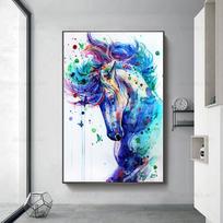 Modern Watercolor Painting Abstract Horse Posters Prints Splash Ink Animal Canvas Painting Wall Pictures for Living Room Decor 21cm×30cm NoFrame