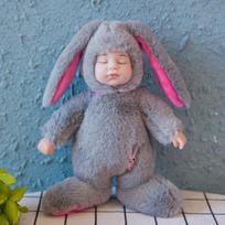 Lifelike Reborn Baby Dolls Soft Body Realistic Newborn Dolls Sleeping Girl Dolls Stuffed Toy Easter Stuffed Animal Bunny Rabbit 25cm 9.8inch pilka spalva