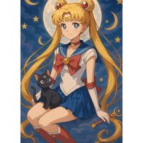 Dažymas pagal numerius Paveikslai dažymui - Sailor Moon ir Luna 40x50 cm