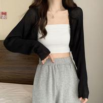 Ice Silk Sunscreen Cardigan Women's Short Long Sleeved Jacket Summer Thin Top S balta