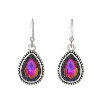 New retro colored water drop crystal earrings, bright and versatile women's earrings, popular temperament earrings wholesale