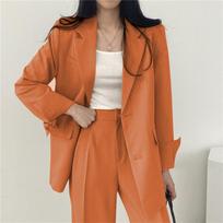 Ladies' Spring & Autumn Suits, Retro Jackets, Slim Casual Tops, Trousers Suits XXL ryškiai oranžinė spalva