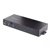 StarTech.com 16 prievadų pramoninis USB 3.0 šakotuvas 5Gbps, metalinis, DIN/bėgelis/stovo montavimas, ESD apsauga, gnybtų bloko maitinimas, iki 120W bendras USB įkrovimas, dviejų pagrindinių kompiuterių perjungimas