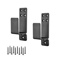 Heavy Duty Door Barricade Brackets Carbon Steel Black Door Bar Holder Brackets U-Shaped Upgraded U-Shaped Bar Holders juoda