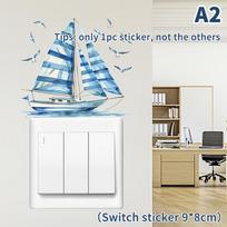 Blue Tone Marine Life Glass Sticker Bathroom Sink Decorative Decal Wall Sticker Self-Adhesive Removable Home Decoration as the picture
