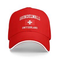 Grindelvaldas Šveicarija Unisex beisbolo kepuraitė Moteriška trucker kepuraitė Skydelis nuo saulės Individualizuota pasidaryk pats Teniso Riedlentės Beisbolo kepuraitės Gimtadienio dovana One Size red