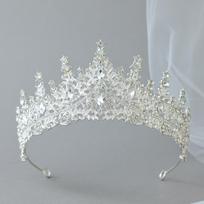 Wedding Crown Silver Color Rhinestone Crystal Diadem Queen Crown Princess Tiaras Bridal Hair Jewelry Party Hair Accessories white
