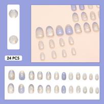 24PCS French Almond Shape Press on Nails Fake Nails Art Press on Nails Full Cover Wearable Manicure Fake Nail Tips For Daily