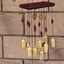 Factory Price Wind Chimes Bells Alloy 10 Bells Hanging Ornament Garden Home Mobiles Windchime Wall Hanging Home Decor (Gold,56cm) auksas