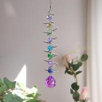 Wholesale Sun Catcher  Wind Chimes  Spiral Crystal Suncatcher Home Garden Decor (as the picture,47cm length,73g)