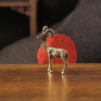 Vintage Zodiac Goat Brass Figurine Small Antique Copper Animal Ornament for Living Room Decor Souvenir Gift one size