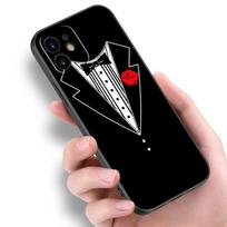 Vyriško kostiumo marškinėlių kaklaraištis telefono dėklas, skirtas Apple iPhone 14 13 12 Mini 11 Pro Max 7 8 XR X XS 7 8 Plus SE 2020 2022 juodas minkštas dangtelis iPhone 14