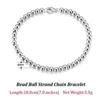 Orsa Jewels 925 Sterling Silver Italian 4mm /6mm Bead Ball Strand Chain Bracelet For Women Men Bracelets Jewelry Wholesale Sb103