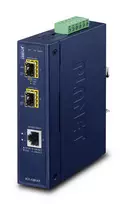 Tinklo medijos keitiklis PLANET IGT-1205AT – Gigabit SFP 2 skaidulos, 1x RJ-45, 10/100/1000Mbps, 12–48V, DIN bėgelis, IP30