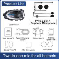 Motociklo šalmo kamera 1080P HD domofono ausinė vandeniui atsparus įrašytuvas 500 m veikimo nuotolis Q29【Suitable for all helmets】