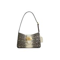 Coach Eliza 25 Logotipo krokodilo raižyto odos rankinė per petį Vidutinio dydžio moteriškos rankinės Auksinė Natūrali CR352-IMNAT Basic Set (Bag+Dust Bag)