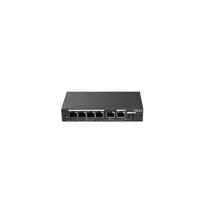 Valdomas PoE jungiklis RUIJIE RG-ES206GS-P — L2, 6x Gigabit RJ-45, 1x SFP, 4 PoE prievadai (54 W biudžetas), 12Gbit/s, debesų valdymas