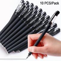 10pcs/lot Gel Pen Set Black Refill Gel Pens Bullet Tip 0.5mm School, Office Exam Supplies Stationery Kawaii Accessory Stationery (Black,black) juoda