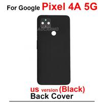 For Google Pixel 4A 4G 5G Middle Frame + Rear Door Battery Back Cover LCD Display Bracket StickerReplacement 4A5G-Black (US ver