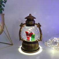BLH Antique Brass Christmas Music Box with Dancing Santa Snowman Deer Sleigh Battery Operated for Merry Christmas Birthday Gift