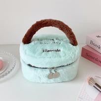 ins wind dopamine plush cosmetic bag large capacity skin care product storage bag high value travel portable handbag žalia