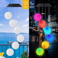 Factory Price LED Solar Wind Chime Ball Hummingbird Night Light Color Changing Waterproof Hanging Decoration Wind Chimes
