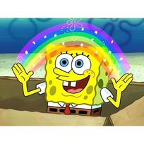 Dažymas pagal numerius su rėmu Paveikslai dažymui SpongeBobas su vaivorykšte 50X40 cm
