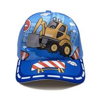Excavator cartoon peripheral printing children's baseball cap wide brim spring summer cartoon sun hat Adjustable mėlyna