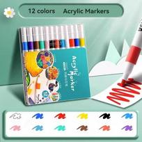 Acrylic Paint Art Marker Pen Rock Painting for Kids Graffiti Stone Ceramic Glass Wood DIY Crafts Art Supplies 12 Colors