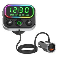 FM Transmitter, Bluetooth 5.0, In-Car FM Transmitter, Car Charger, Large Screen LED Display, QC3.0