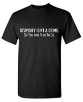 Stupidity Isn't A Sarcastic Humor Graphic Tee Gift For Men Novelty Funny T-Shirt L