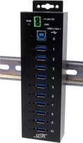 USB šakotuvas Exsys EX-1580SHMVS 10 prievadų valdomas su USB laidu ir DIN bėgelio komplektu