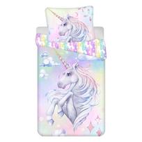 Iš medvilnės viengulė vaikiška patalynė 140x200 cm Unicorn "Pastel Rainbow" – Jerry Fabrics