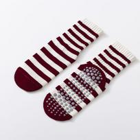 Dark Red Stripes Yoga Pilates socks for women Non-slip floor sports Calf socks Fashion all-match trend socks fit for EU35-40