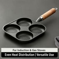 4-Hole Cast Iron Pan Non-stick Deepened Skillet Household Cookware Multi-grid Design for Frying Egg Burger  Quail  Egg