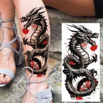 1 lapas Liūto Drakono su Rože Laikinos Tatuiruotės Vyrams Moterims Suaugusiems Vandeniui Atspari Realistiška Netikra Tatuiruotės Lipdukas Ilgai Išliekanti China Mainland
