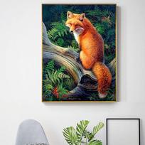 Deimantinis paveikslas lapės kryžminio dygsnio namų dekoras Deimantinis siuvinėjimas Gyvūnų paveikslas Kalnų krištolas Dovana 30x30CM